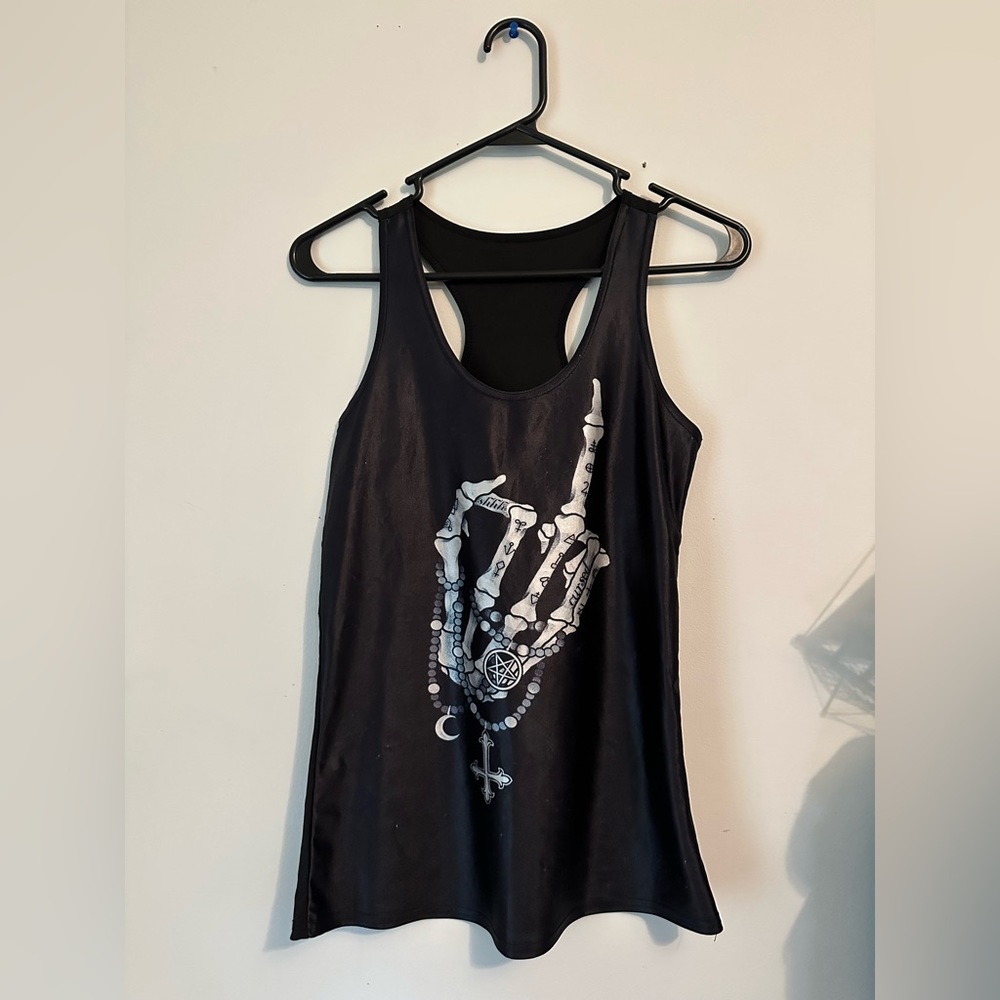 Racer back Tank Top With Middle Finger